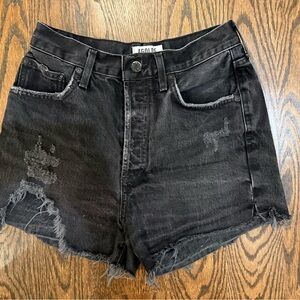 Agolde Black Jean Denim Shorts High Waist Distressed Size 26